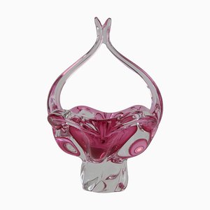 Mid-Century Czech Art Glass Basket Bowl by Josef Hospodka, 1970