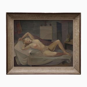 E.Levenius, desnudo femenino reclinado, década de 1890, lienzo