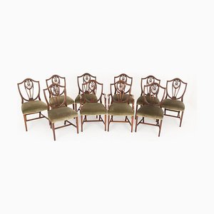 Chaises de Salle à Manger Antique en Acajou, 1890s, Set de 10