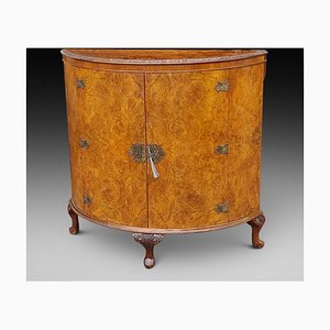 Mueble para bebidas Demi-Lune vintage de nogal Burr