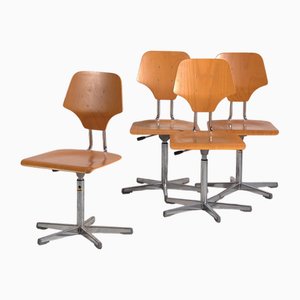 Sedie girevoli vintage, anni '50, set di 4