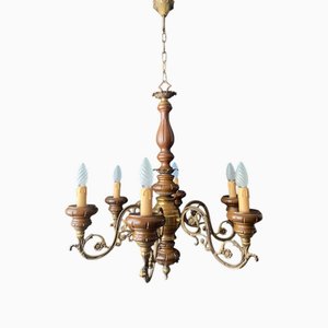 Lampadario vintage in legno, Italia, anni '60