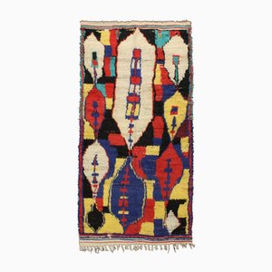 Tapis Vintage Marocain Azilal Berbère en Laine Naturelle Multicolore