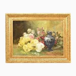 AVase of Flowers Painting, 1800er, Öl auf Leinwand, Gerahmt