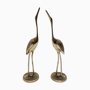 Vintage Brass Herons, 1980s, Set of 2