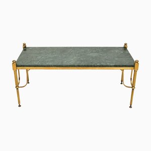 Table Basse Vintage en Laiton et en Marbre, France, 1960s