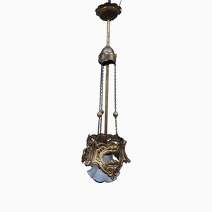 Art Nouveau Brass Chandelier, 1890s