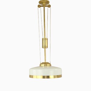 Lampadario Art Déco viennese in vetro opalino, Austria, anni '20