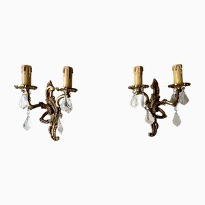 Doppelte Wandlampen und Hängelampen aus Bronze, 1950er, 2er Set