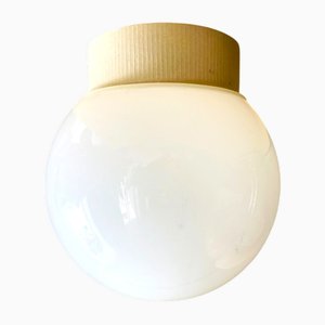 Vinyage White Opaline Glass Globe Flush Mount, 1990s