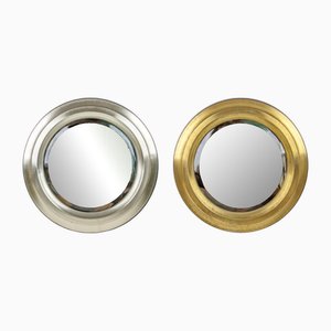 Miroirs Ronds en Laiton et Métal Plaqué Nickel, 1960s, Set de 2