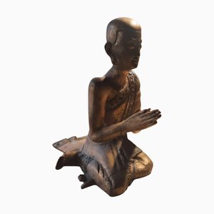 Antiker Vergoldeter Holzbuddha, 1800er, Holz