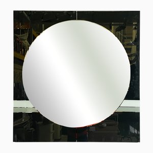 Italian Modern Black Red Gray Wall Mirror by Carmi for Acerbis, 1980s