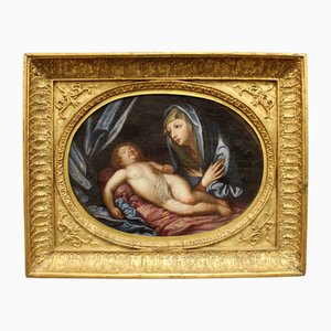 Madonna adoring the Sleeping Child, 1800s, Oil on Canvas, Framed