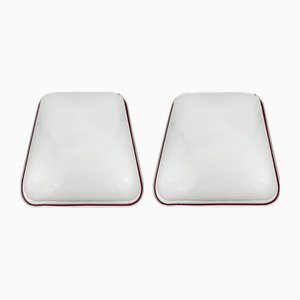 Square Murano Glass Ceiling or Wall Lamps attributed to Venini, 1970s, Set of 2