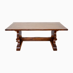 Tavolo da pranzo su cavalletto in quercia, fine XIX secolo