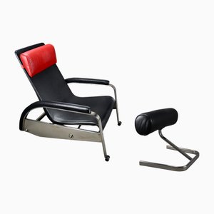 Set of Grand Repos Lounge Chair and Ottoman by Jean Prouvé for Tecta, 1980s