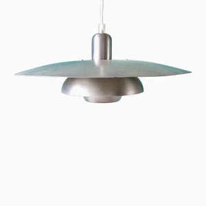 Lampada a sospensione in metallo argentato iridescente, Danimarca, anni '70