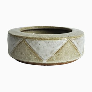 Scodella in ceramica bianca e marrone beige di Palshus, Danimarca, anni '60