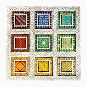 Vintage Geometric Abstract Mosaic Panel by Norbert Seroussi