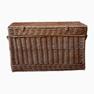 Large Woven Wicker Trunk, 1970s