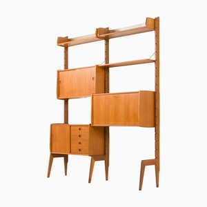 Scandinavian Ergo Modular Wall Unit with Hidden Desk in Teak by John Texmon, Norway, 1960s