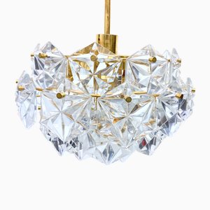Crystal Glass and Gilded Metal Chandelier from Kinkeldey, 1970s