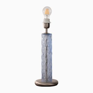 Lámpara de mesa de cristal de Murano con color azul, Italia, años 80