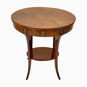 Table d'Appoint Biedermeier Ovale en Noyer et Laiton, 1820