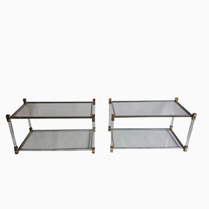 Acrylic Glass and Brass Side Tables from Charles Hollis Jones, 1970s, Set of 2