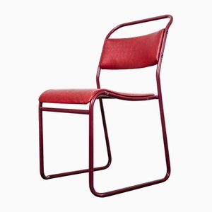 Upholstered Tubular Stacking Dining Chair from PEL, 1950s