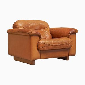 Club chair DS-101 in pelle color cognac patinata di De Sede, anni '60