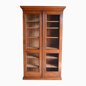 Antique Oak Bookcase with Mesh Doors
