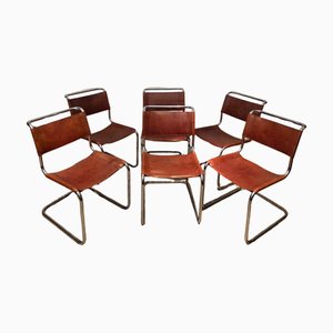 Cognacfarbene Vintage S33 Stühle von Mart Stam für Thonet, 1980er, 6er Set