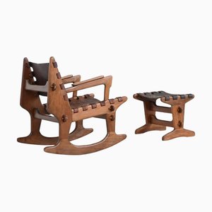 Vintage Schaukelstuhl & Fußhocker von Angel Pazmino, 1960