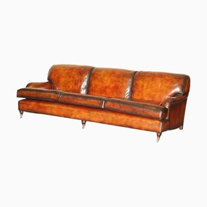 Divano ampio in pelle marrone di Howard & Son
