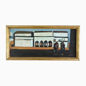 Par les Arches, Huile sur Panneau, Encadrée