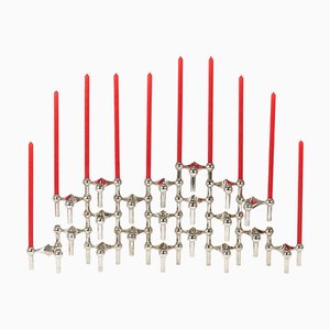 Candelabros esculturales grandes apilables con velas, años 60. Juego de 20