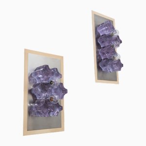 Skulpturale Wandleuchten aus Poliarte Muranoglas, 1970er, 2er Set