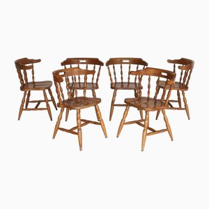 Western Chairs in Light Oak, 1960s, Set of 6