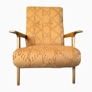 Vintage Upholstered Beech Armchair