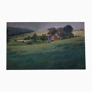 Ignaz Wagner, Landscape with Farm, 1890s, Paper, Framed