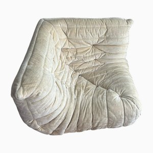 Togo Ecksofa aus beigem Samt von Michel Ducaroy für Ligne Roset, 1970er