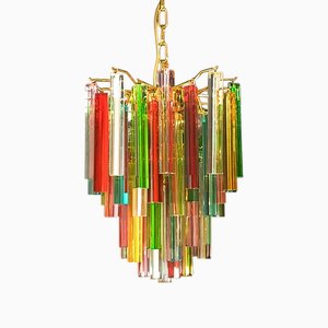 Murano Glass Chandelier with Trihedral Prisms in the style of Venini, Venice, Italy, 1972