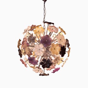 Lámpara colgante Sputnik vintage de cristal de Murano al estilo de Venini, Venecia, Italia, años 70