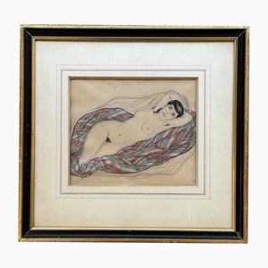 Génia Minache, Reclining Woman, 1920s, Mixed Media & Paper