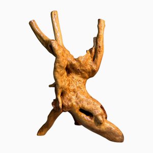 Japanese Wabi-Sabi Ikebana Tsuge Burl Wood Sculpture, 1920s