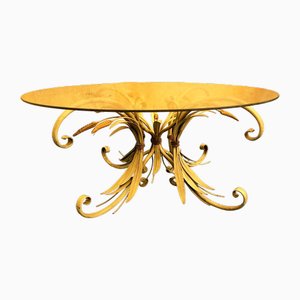 Circular Painted Tole and Glass Coffee Table by Hans Kögl, 1960s
