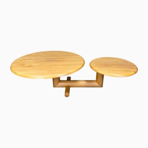 Drehbarer zweistufiger Couchtisch aus Holz von Roche Bobois, 1980er