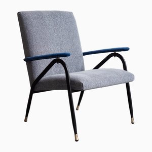Italian Grey and Blue Armchair, 1960s